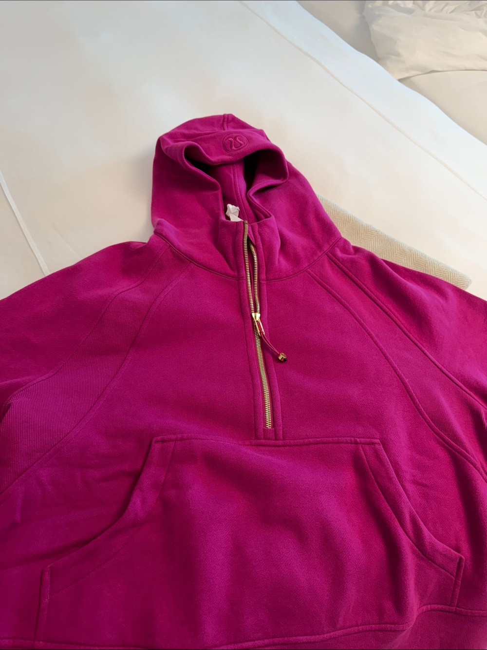 Magenta Hooded Quarter-Zip Sweater - Women